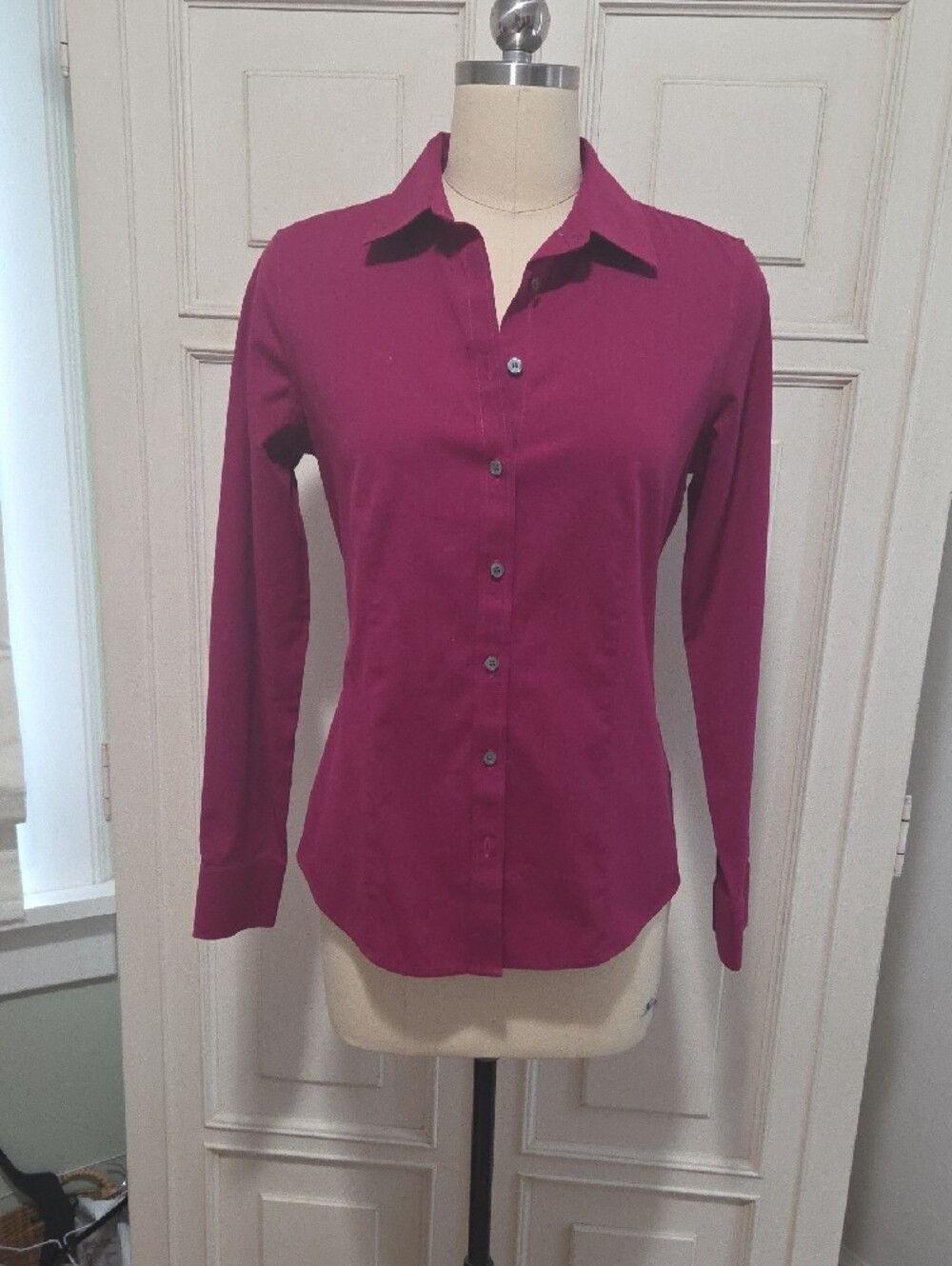 Talbots Long-Sleeve Button-Down No Iron Shirt in Plum